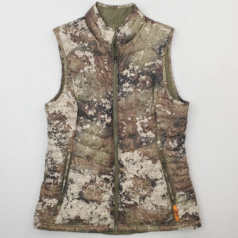 SHE Outdoor Vest Womens Medium Green Reversible Camo Puffer Thinsulate Hunting